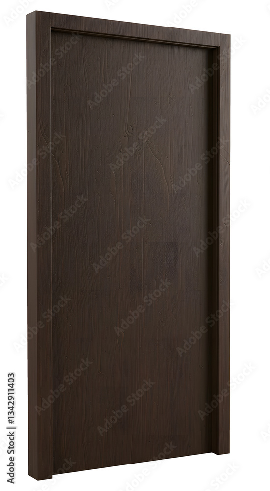 Elegant Dark Wooden Door with Modern Handle and Peephole – Stylish Home Entrance isolated transparent background Elegant Dark Wooden Door with Modern Handle and Peephole – Stylish Home Entrance isolated transparent background