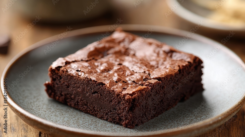 A decadent chocolate brownie, its rich, fudgy texture promising a symphony of chocolatey bliss, sat majestically on a plate. A decadent chocolate brownie, its rich, fudgy texture promising a symphony of chocolatey bliss, sat majestically on a plate.