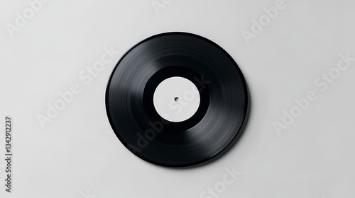 A vinyl record mock-up featuring a black vinyl disc partially inserted into its dark cover sleeve, with the record only partially visible, as it is slightly peeking out from behind the sleeve.