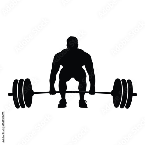 Deadlifting Silhouette, Vector, Icon, Logo, White Background.