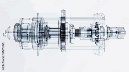 The image shows a detailed technical drawing of a mechanical component.  The drawing is rendered in grayscale, with lines representing various parts and their assembly.  The component appears to