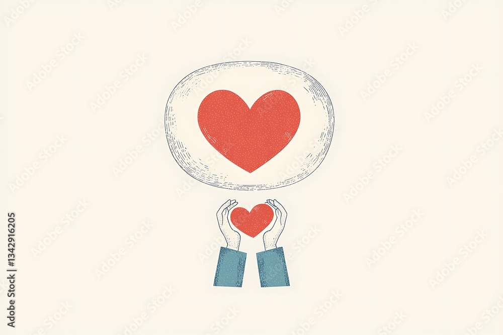 Hands Holding Heart for Thought Bubble, Love. Hands Holding Heart for Thought Bubble, Love.