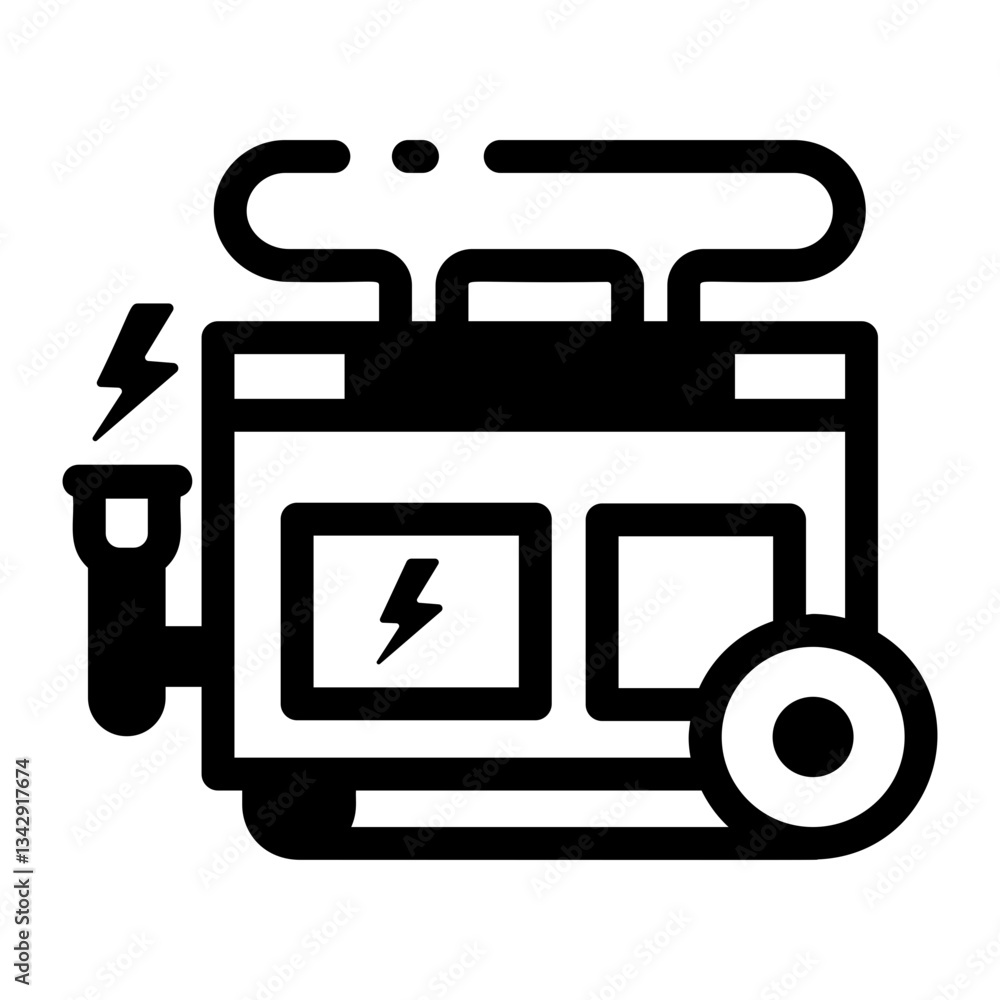A glyph style icon depicting construction portable generator
A glyph style icon depicting construction portable generator
