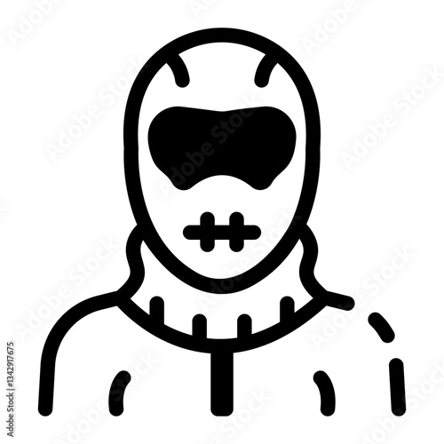 Glyph icon of a character wearing insulated balaclava 
