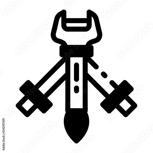 Glyph vector icon depicting a pry crowbar 
