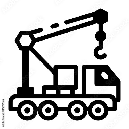 A glyph style icon depicting a telescopic crane

