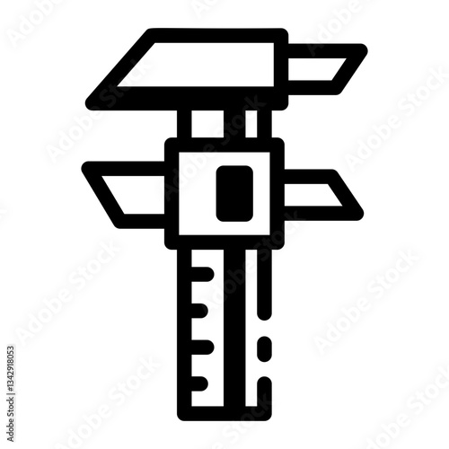 Vernier caliper tool icon in glyph style
