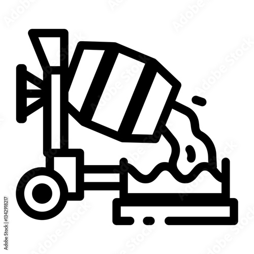 A glyph style icon depicting a concrete pour machine 
