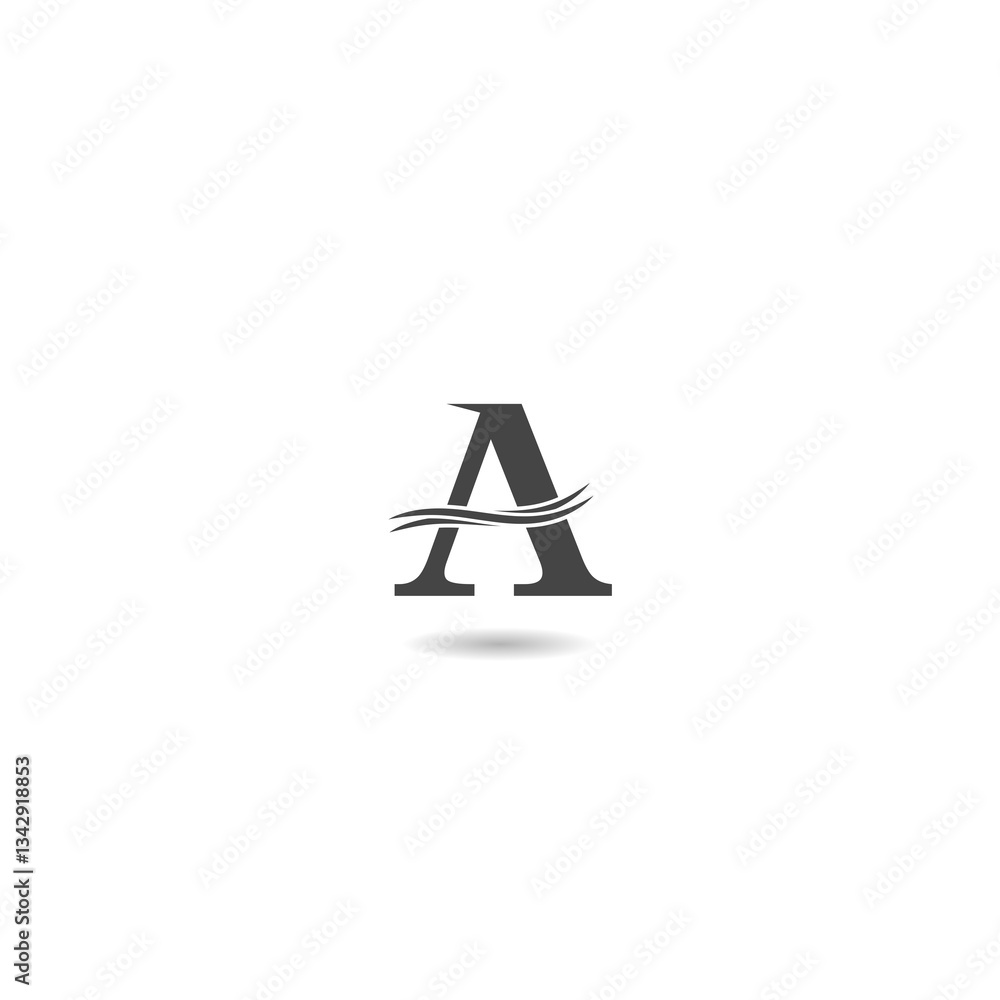 A Letter Logo with wave arrow icon with shadow A Letter Logo with wave arrow icon with shadow