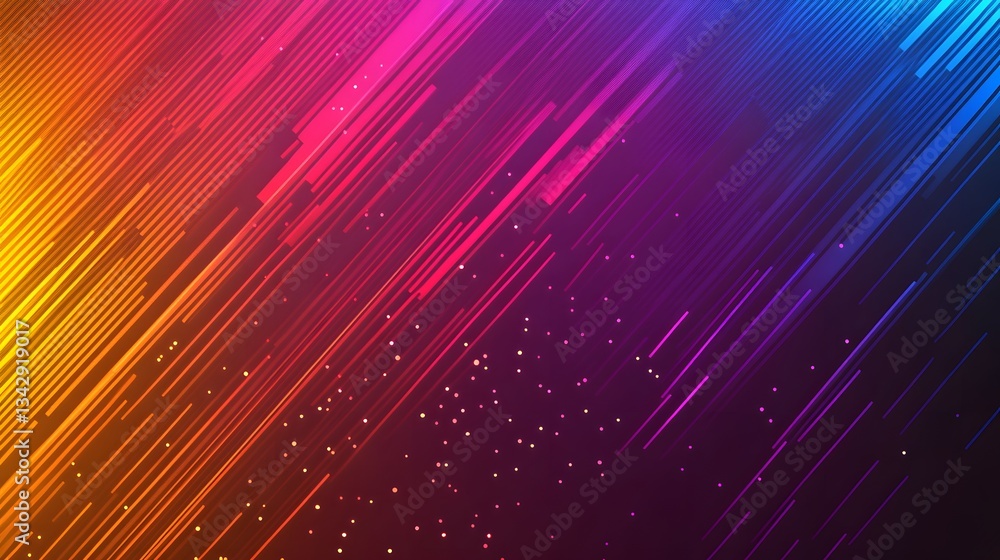 Fototapeta premium Colorful diagonal linear streaks and sparkles on dark background