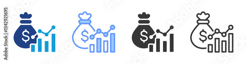 Revenue Stream icon set multiple style collection