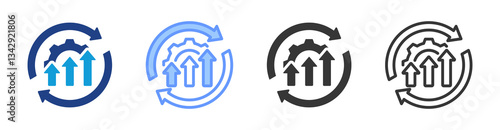 Continuous Improvement icon set multiple style collection