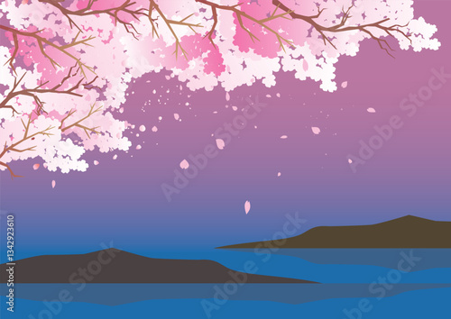 春の桜の花びら背景
