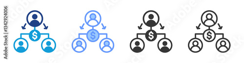 Delegation icon set multiple style collection
