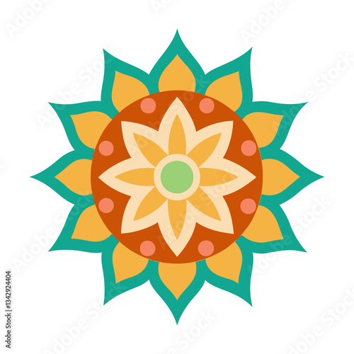Colorful Floral Mandala Ornament Vector Illustration