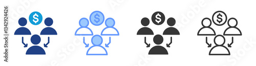 Consortia icon set multiple style collection