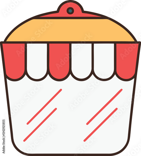 Cupcake Shop Vector Illustration, A vector illustration of a cupcake with a decorative shop-like container, featuring colorful details and a clean design.
