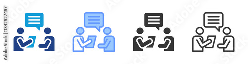Interview icon set multiple style collection