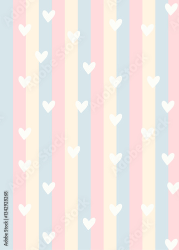 Beautiful valentine heart seamless pattern vector. Pastel heart wallpaper. Collection of cute hearts. Symbol of love, Valentine's day. Design for fabric, wrapping paper, sticker, card, scarf, cloth.
