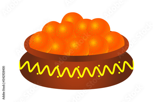 Vector illustration of Indian sweets in a pot on transparent background