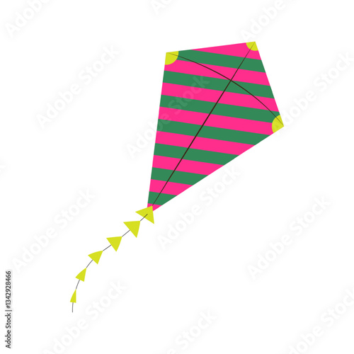 Vector illustration of colorful kite on transparent background
