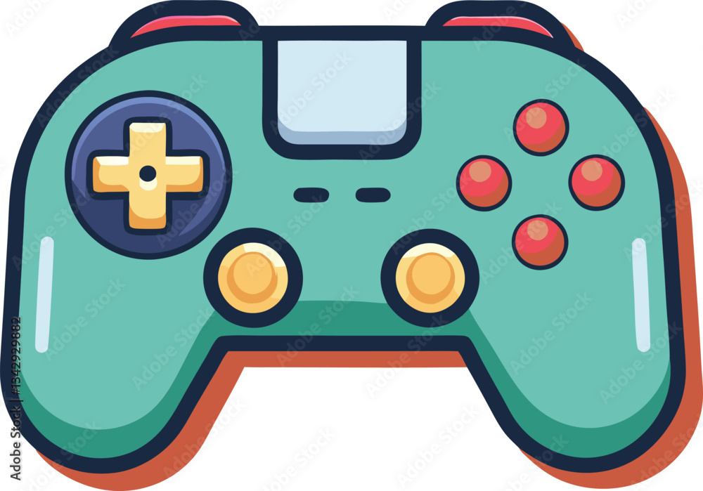 Colorful gaming controller with green and red buttons, A vibrant, stylized illustration of a gaming controller with green and red buttons, perfect for tech and gaming-related designs.
Colorful gaming controller with green and red buttons, A vibrant, stylized illustration of a gaming controller with green and red buttons, perfect for tech and gaming-related designs.
