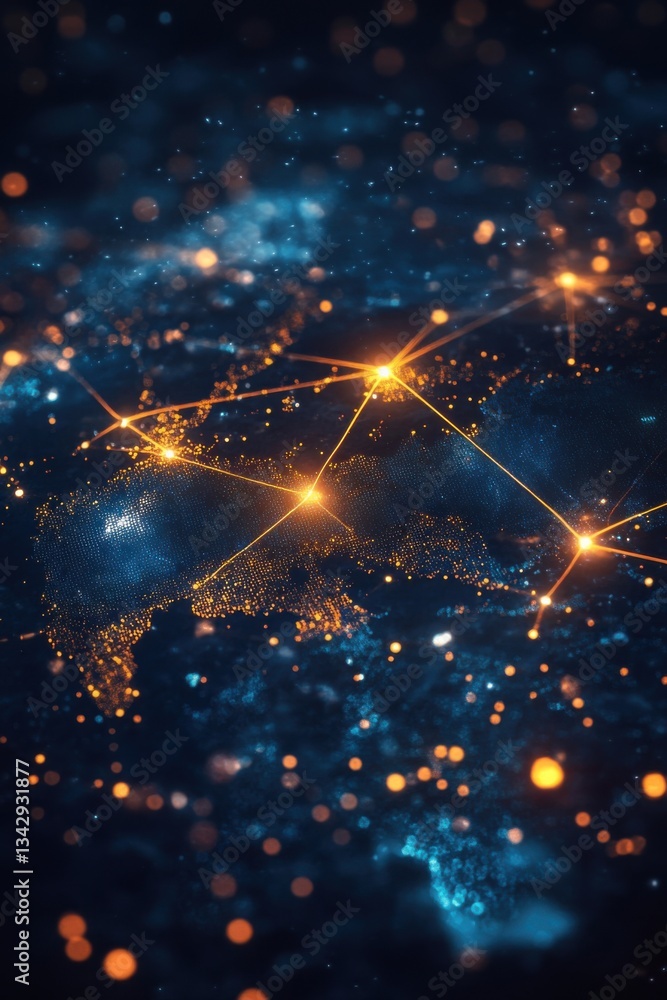 Obraz premium Global Network Connections: A Digital World Map
