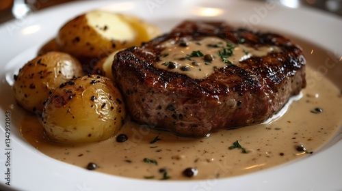 A potato rich peppercorn sauce at miller and carter steakhouse