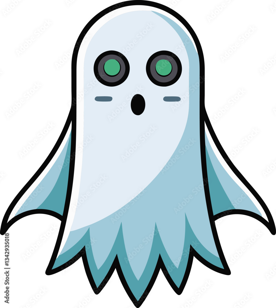 Surprised Ghost Vector Illustration, A surprised and cute vector illustration of a ghost with large green eyes and a shocked expression.
Surprised Ghost Vector Illustration, A surprised and cute vector illustration of a ghost with large green eyes and a shocked expression.
