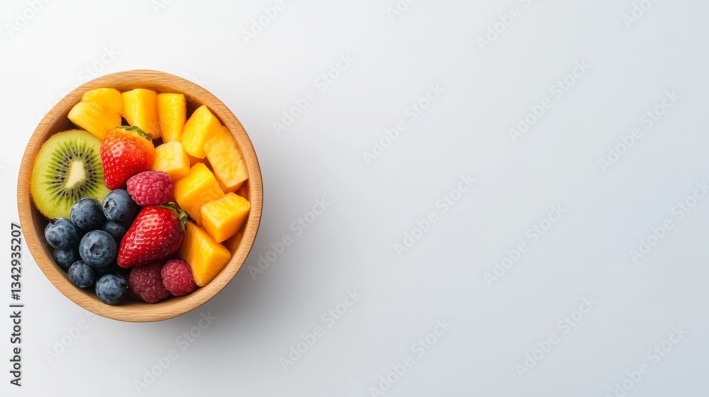 Fresh fruit bowl with vibrant assorted berries and tropical fruits Fresh fruit bowl with vibrant assorted berries and tropical fruits