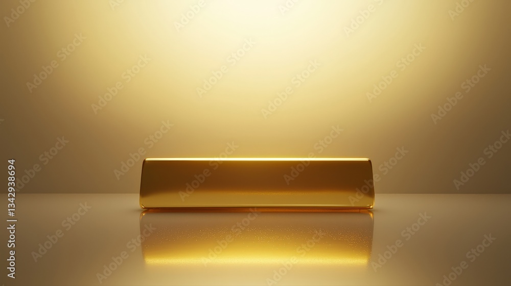 Obraz premium A glossy, high-quality 3D-rendered golden ingot with subtle light reflections — symbolizing wealth, prosperity, and good fortune, ideal for festive or financial themes