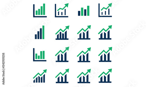 Business graph icons representing financial growth