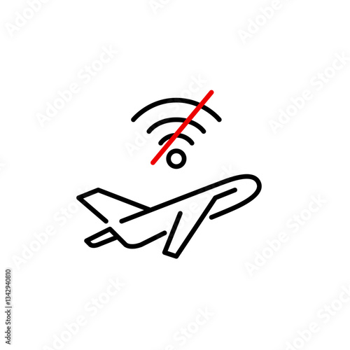 Airplane and no wi-fi symbol. Flight offline mode, travel for digital detox. Pixel perfect, editable stroke vector icon