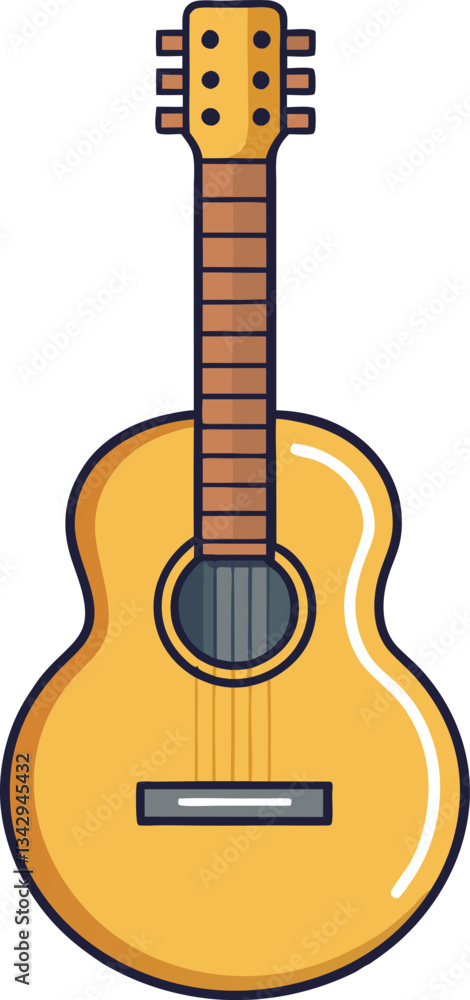 Fototapeta premium Simple Acoustic Guitar Vector Illustration, A clean and minimalist vector illustration of an acoustic guitar, perfect for music and design-related themes. 