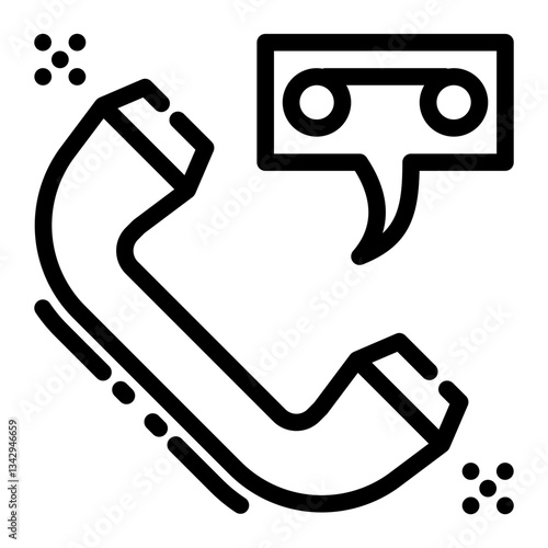 Call Recording Icon in Outline Style. Line Art
