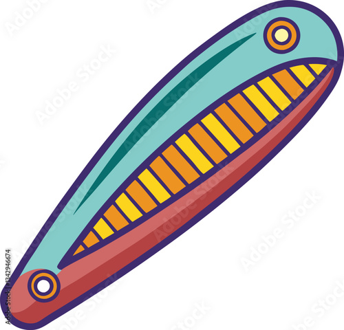 Colorful hair clip vector illustration design, A vector image of a stylish, colorful hair clip, perfect for beauty, fashion, and personal care styling.
