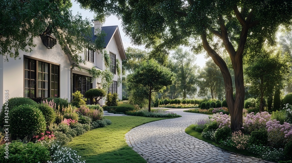 Obraz premium Modern accent chair in neutral tones, standing near a minimalist side table. 