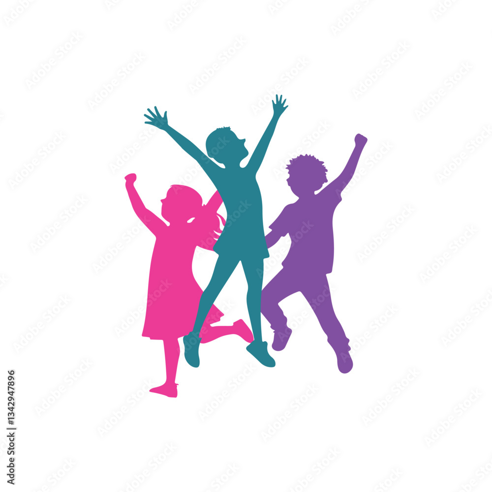 joyful kids vector creative logo design joyful kids vector creative logo design