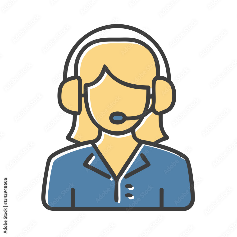 Customer service representative icon with headset Customer service representative icon with headset