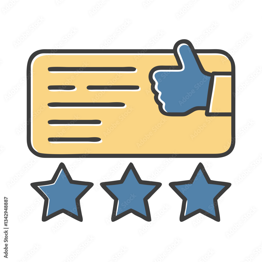 Customer review rating icon in yellow and blue Customer review rating icon in yellow and blue