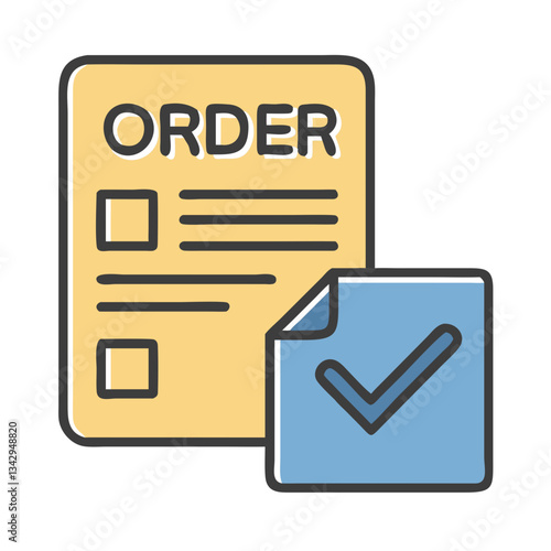 Order confirmation form icon in yellow and blue