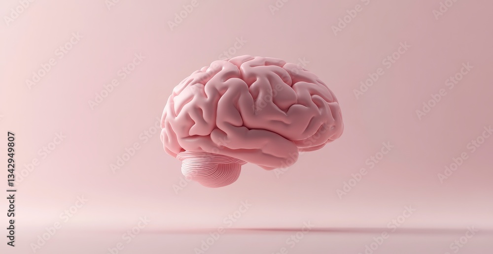 Pale Pink Brain Model on Soft Pink Background Pale Pink Brain Model on Soft Pink Background