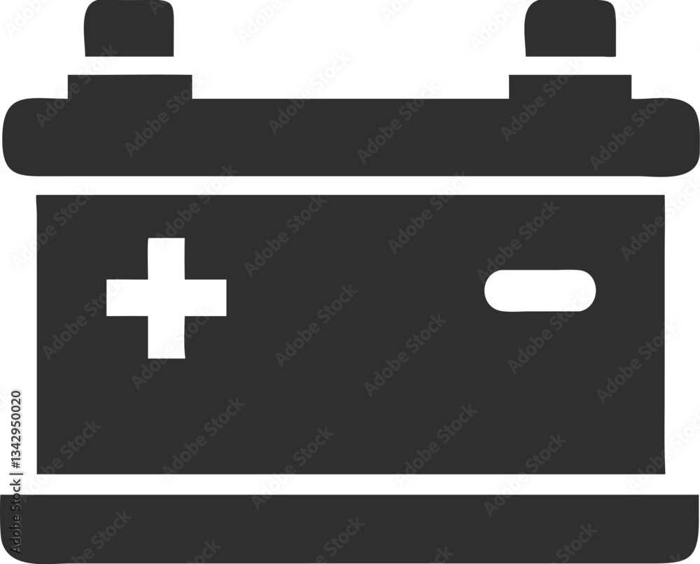 Fototapeta premium Car Battery Silhouette Vector Icon – High-Quality White Background.
