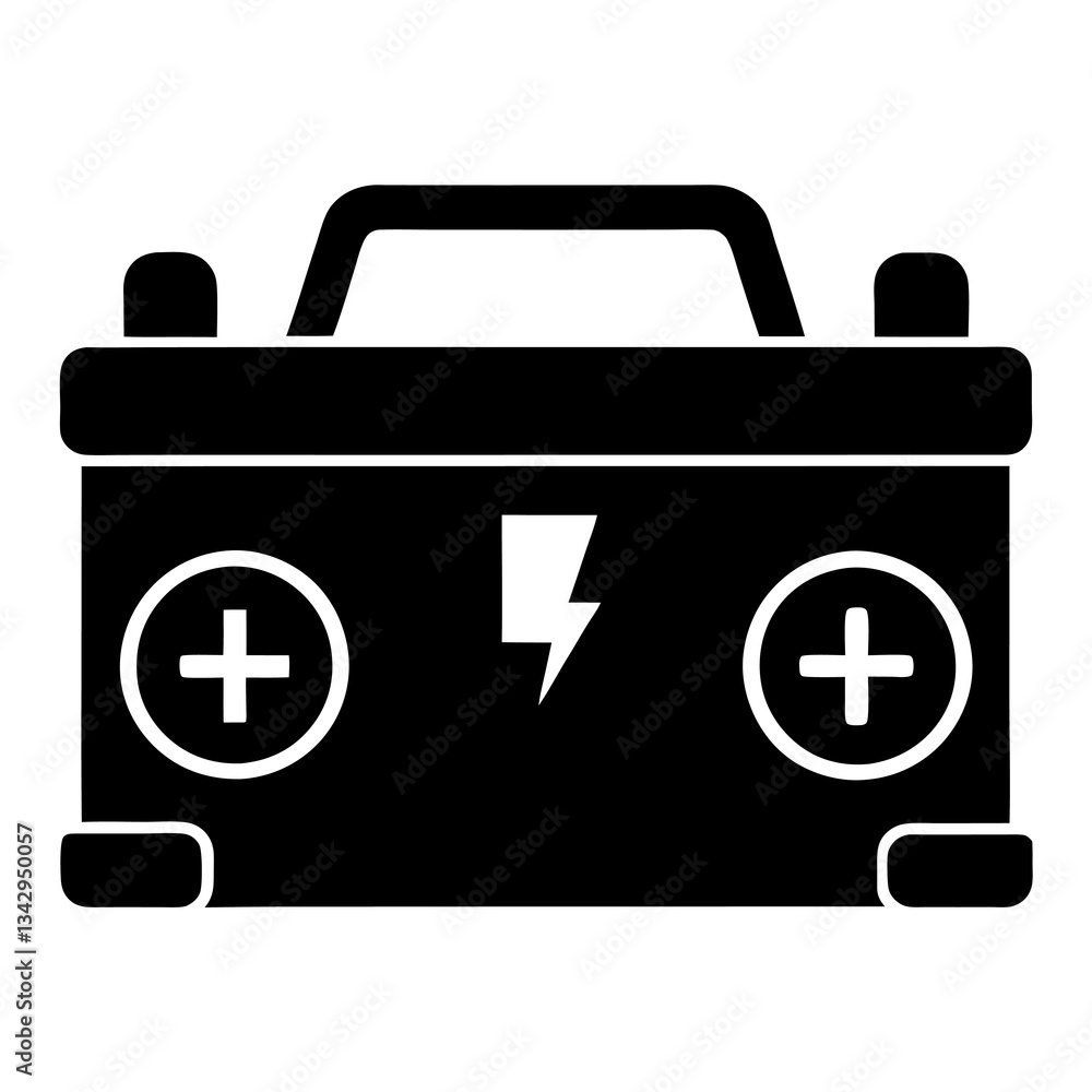 Car Battery Silhouette Vector Icon – High-Quality White Background. Car Battery Silhouette Vector Icon – High-Quality White Background.