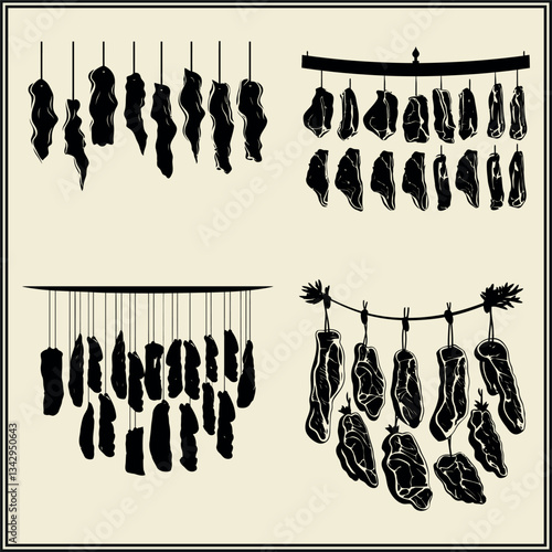 Black Silhouette of Hanging Meat Piece