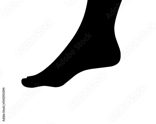 simple black silhouette of a human foot, perfect for anatomy designs, reflexology illustrations, physiotherapy concepts, podiatry branding, and health-related content