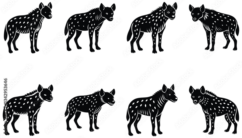 Obraz premium Hyena Vector Shilhouette Bundle Set Collection