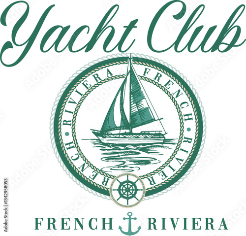 Yacht Sailing Club Nautical Varsity College colleigiate teams sail health USA Trending Anchor Whreaf Graphic Tee t-shirt logo slogan graphic artwork typography tote badge emblem crest 