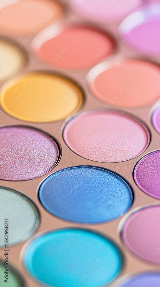 Colorful eyeshadow palette close-up on a glossy background Colorful eyeshadow palette close-up on a glossy background
