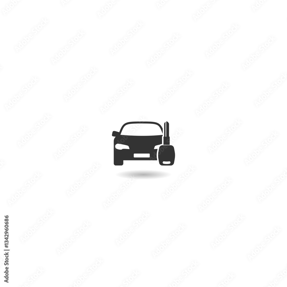 Key car rent icon with shadow Key car rent icon with shadow